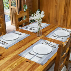 Mantel individual Franja gris 6 piezas