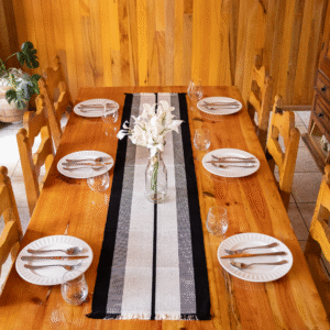 Camino de mesa Franjas Negro